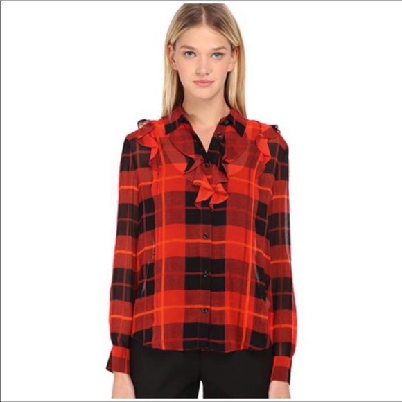 kate spade Tops - Kate Spade Woodland Plaid Silk Top